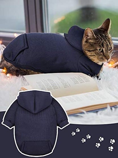 4-Piece Small Dog Sweater Set - Dog Hoodie Clothes with Hat for Small Dogs, Chihuahua, Winter Warm Hoodies & Coat with Pocket