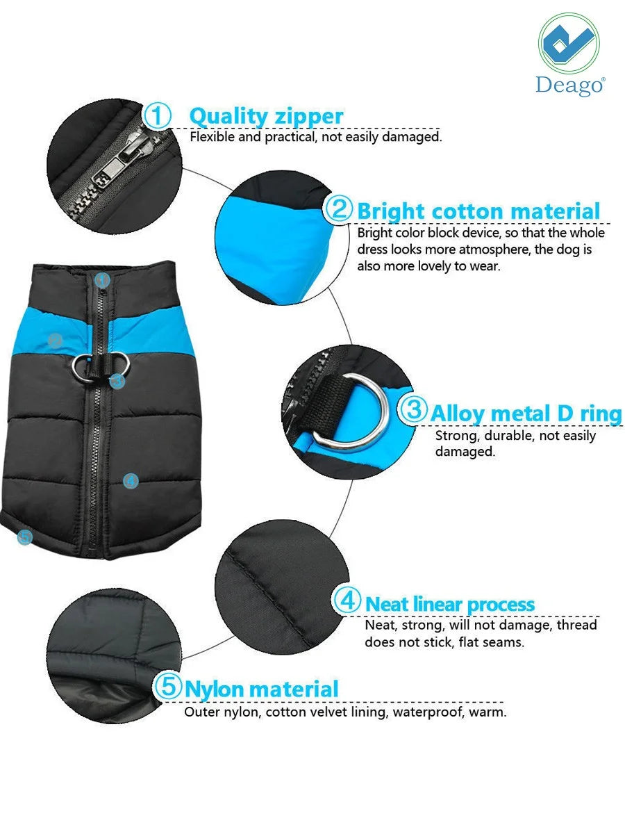 Small Dog Coat Waterproof Winter Warm Dog Clothes Cat Coat Jacket Vest Apparels