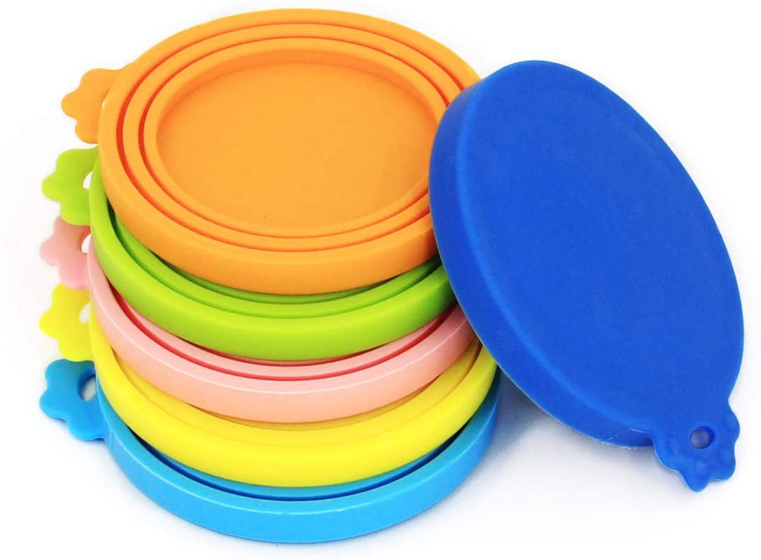 Pet Food Can Cover Silicone Can Lids for Dog and Cat Food(Universal Size,One Fit 3 Standard Size Food Cans),Green and Orange