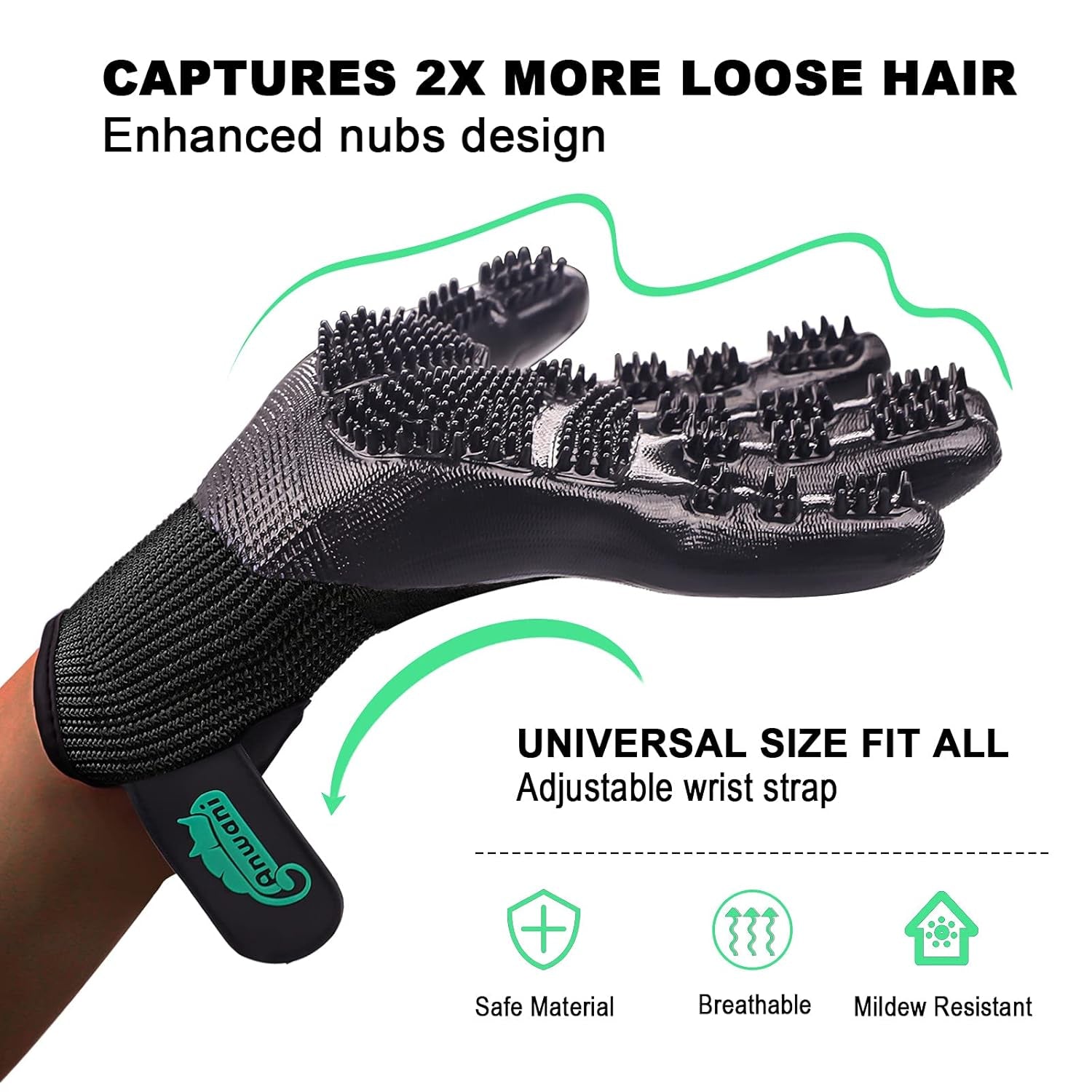 Pet Hair Remover Gloves, Pet Grooming Gloves for Dogs, Cats & Horses, Effective Deshedding, Bathing, and Massaging Other Animals (Pack of 1 Pair)