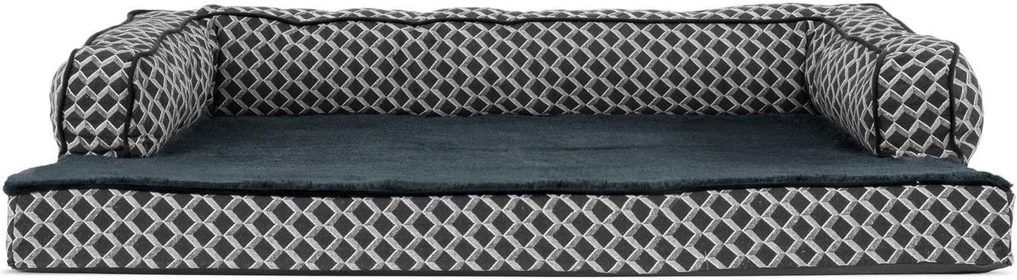 Memory Foam Dog Bed for Large Dogs W/ Removable Bolsters & Washable Cover, for Dogs up to 95 Lbs - Plush & Woven Decor Comfy Couch Sofa - Diamond Gray, Jumbo/Xl
