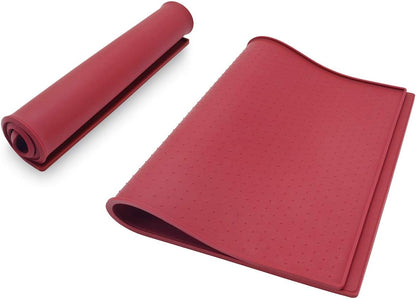 Cat Feeding Mat, Silicone Pet Food Mat, Food Grade Waterproof Anti-Messy Raised-Edges Mat for Puppy Kitty Dog Cat, S(19X12Inch), Burgundy