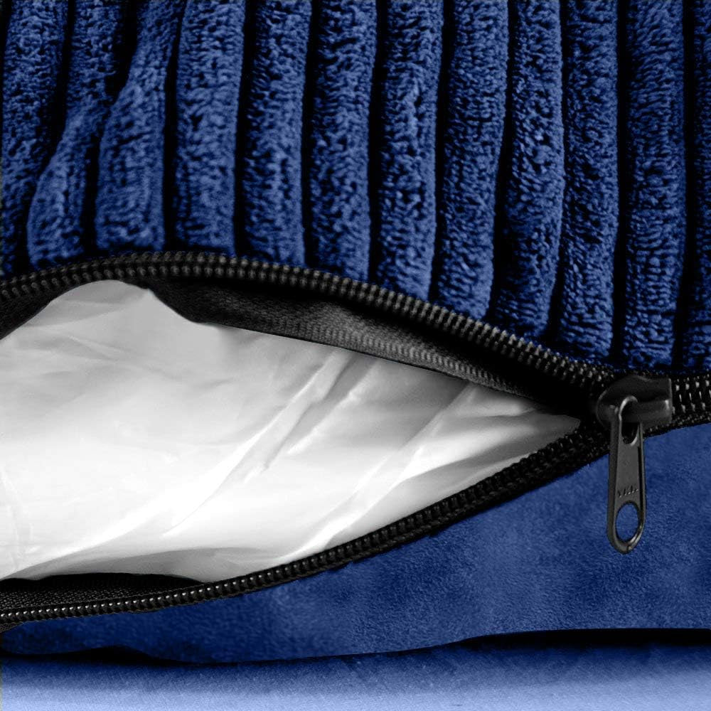 XL Dog Bed Replacement Cover. Removable and Machine Washable Cover for Mattress and Rectangular Pillow Beds. 48L X 30W. Blue with Beige Top.