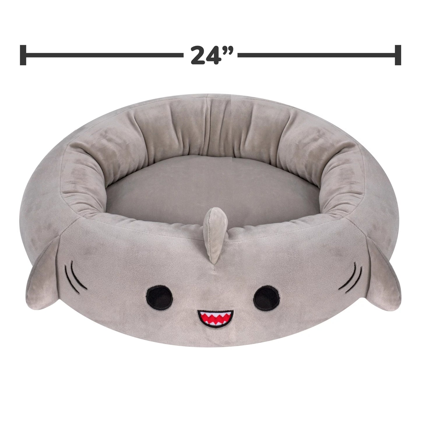 24 Inch Gray Shark Pet Bed - Medium Ultra Soft Plush Pet Bed