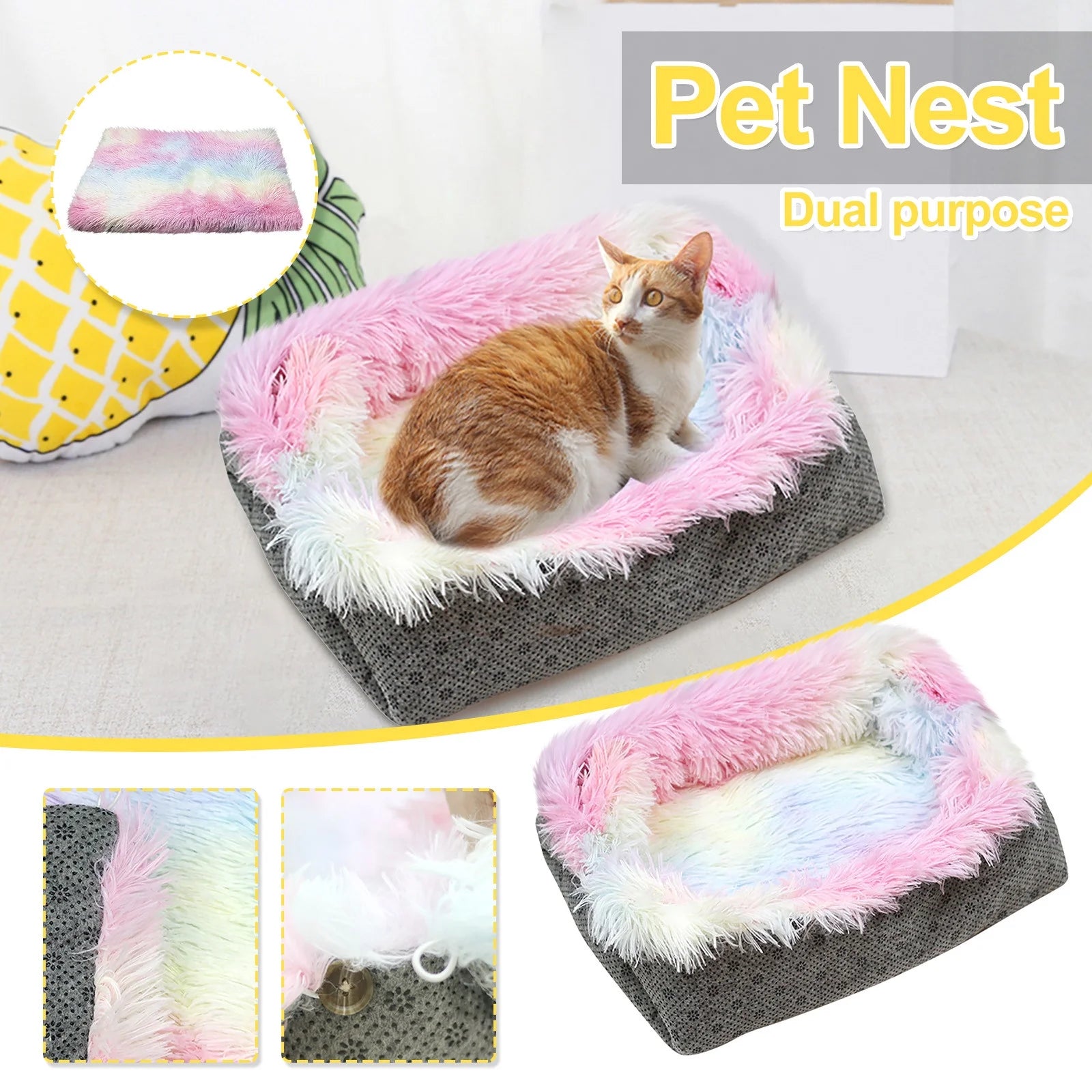 Cat Beds Cave Indoor for Large Cats/Puppys Clearance,Dog round Winter Warm Sleeping Bag Plush Soft Pet Bed Calming Bed