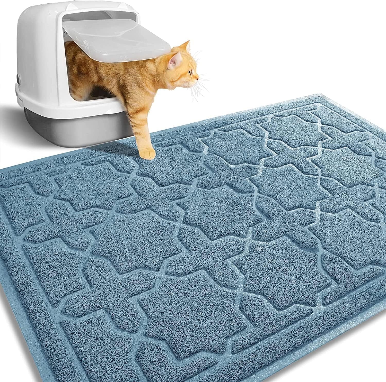 Cat Litter Mat, 35.4"X23.6" Litter Box Mat with Litter Lock Mesh, Soft Cat Litter Mat Litter Trapping Mat, Easy to Clean, Non-Slip, Water Resistant, Litter Free Floors, Dark Grey