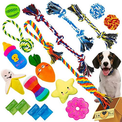Dog Toys for Medium Dog -  5 Pcs Pet Teething Chew Toys, Teething Chew Toys for Small and Medium Dog, Colorful, Durable & Safe Tug of War Toys, Great Toys for Furry Friends