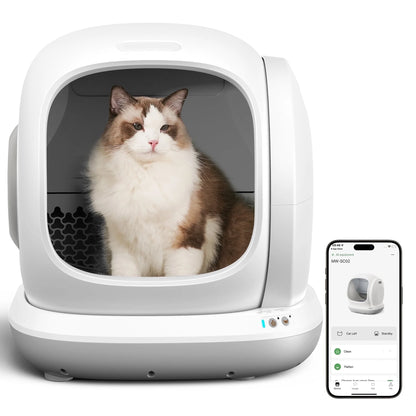 Smart Automatic Self-Cleaning Cat Litter Box, APP Control/Integrated Safety Protection,White
