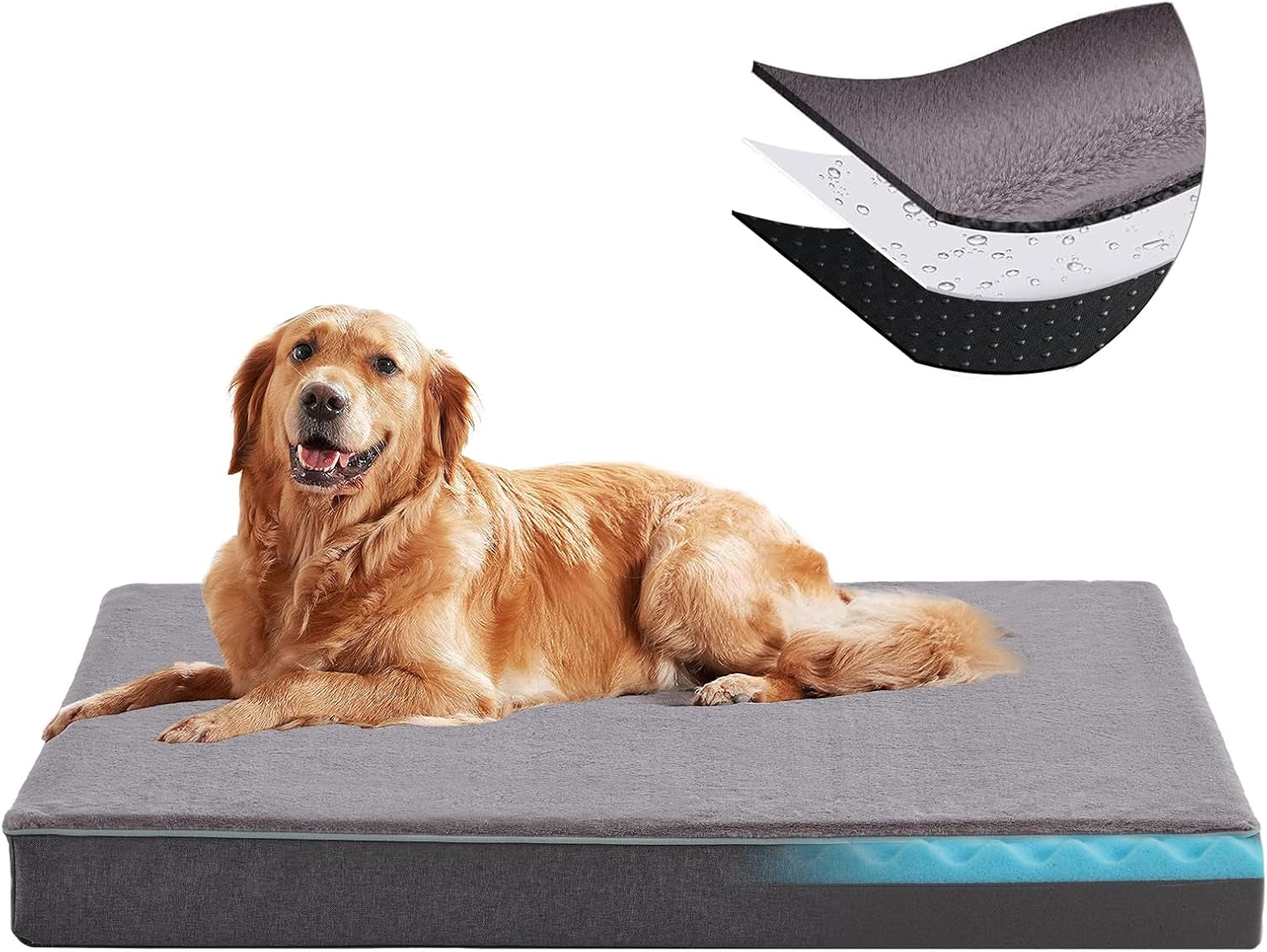 Orthopedic Memory Foam Dog Bed,Cooling Dog Beds for Medium Dogs, Washable Pet Beds for Crate with Faux Fur Cover, Waterproof Lining, M(29Inch)