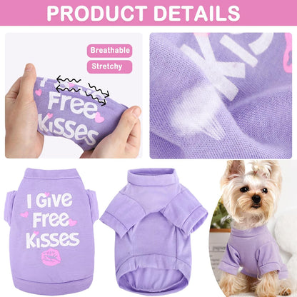 Set of 4 Dog Clothes for Small Dogs Girl - Yorkie Clothes - Small Dog Clothes Female Soft Dog Tshirts Pink Cute Pet Clothes Dog Outfits for Small Dogs Clothing Small Dog Shits