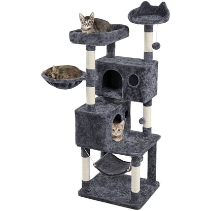 73"H Multi-Level Cat Tree Tower with Condos and Perches, Dark Gray