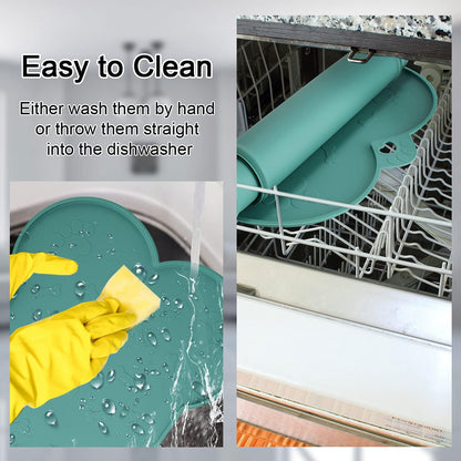 Dog Bowl Mat,  Dog Mat for Food and Water Pet Cat Large Small Silicone Rubber Plastic Waterproof Feeding Eating Dish Placemat Trays with Edges Lip for Floor, 23.6"X15.7", Black