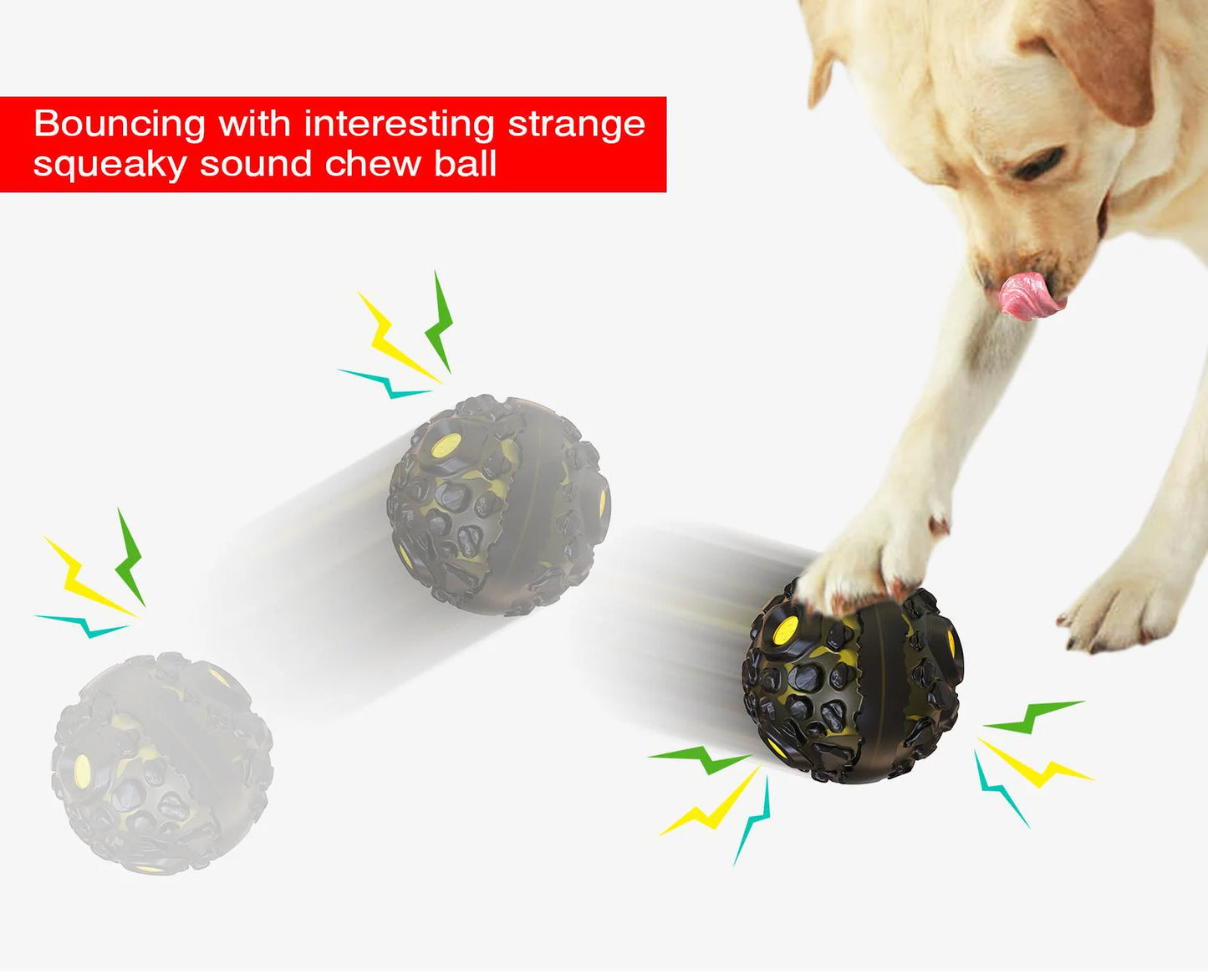 Dog Squeaky Toys Ball for Aggressive Chewers, Durable Tough Chew Toys for Teeth Cleaning