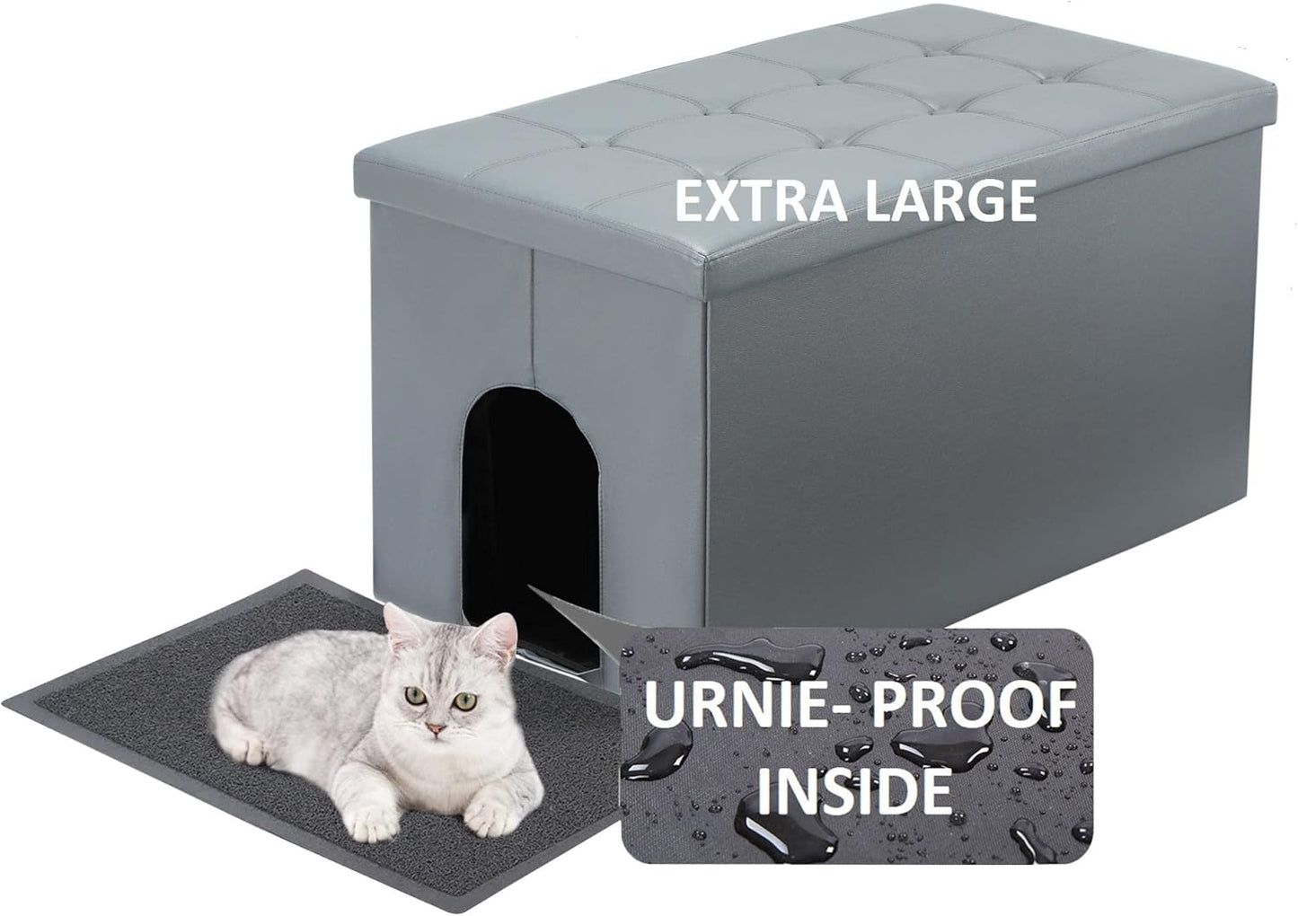 Cat Litter Box Enclosure Furniture Hidden, Cat Washroom Bench Storage Cabinet | Extra Large 35.4'' X 19.7'' X 19.7''| Dog Proof | Waterproof Inside/Easy Clean | Easy Assembly | Odor Control