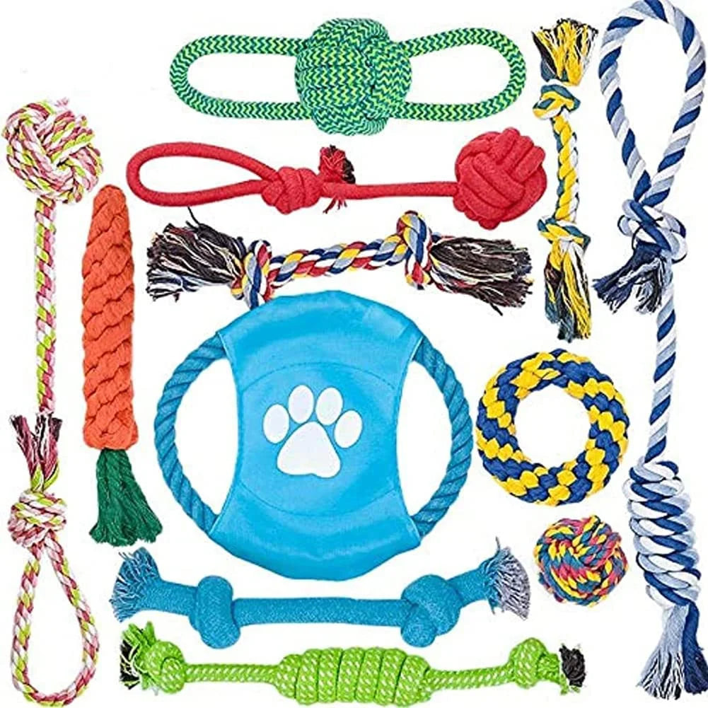Dog Toys for Aggressive Chewers, 12 Pack Dog Chew Toys for Large Dogs, Heavy Duty Tug of War Dog Toy, Indestructible Dog Rope Toy for Medium and Big Breed, 100% Cotton for Teeth Cleaning
