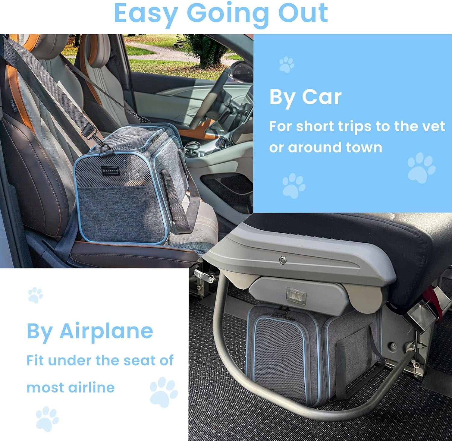 Expandable Small Cat Carriers Dog Carrier, Airline Approved Soft-Sided Portable Washable Pet Travel Carrier with Two Extension up to 9LB