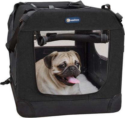 30 Inch Folding Soft Dog Crate, 4-Door Portable Collapsible Pet Kennel Travel Dog Crate for Medium Dogs, 5 X Durable Mesh Screen, 600D Oxford Fabric, Indoor & Outdoor Use, Brown, CWB2428CP