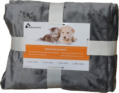 Premium 100% Waterproof Two-Sided Silky Soft Throw Dog Blanket Cat Blanket with Reversible Dual-Layers