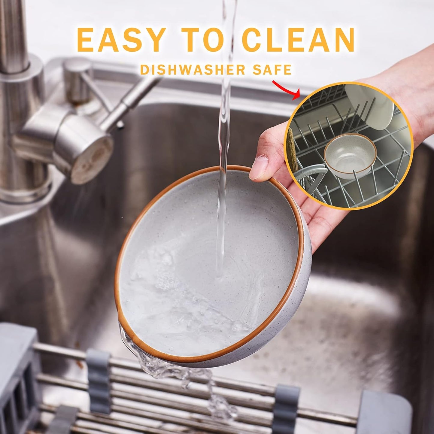 Ceramic Cat Bowls, Howise Cat Food Dish Gray, 5.3 in Shallow Pet Bowl 3 Pack Bowl Set for Kitten Cat Food Bowl and Water Bowl Small Dog Dish