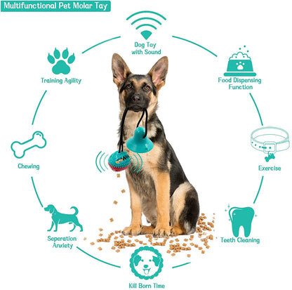 Dog Chew Toy - Dog Puzzle Treat Food Dispensing Ball Toys - Fixed Chew Toys for Aggressive Chewers