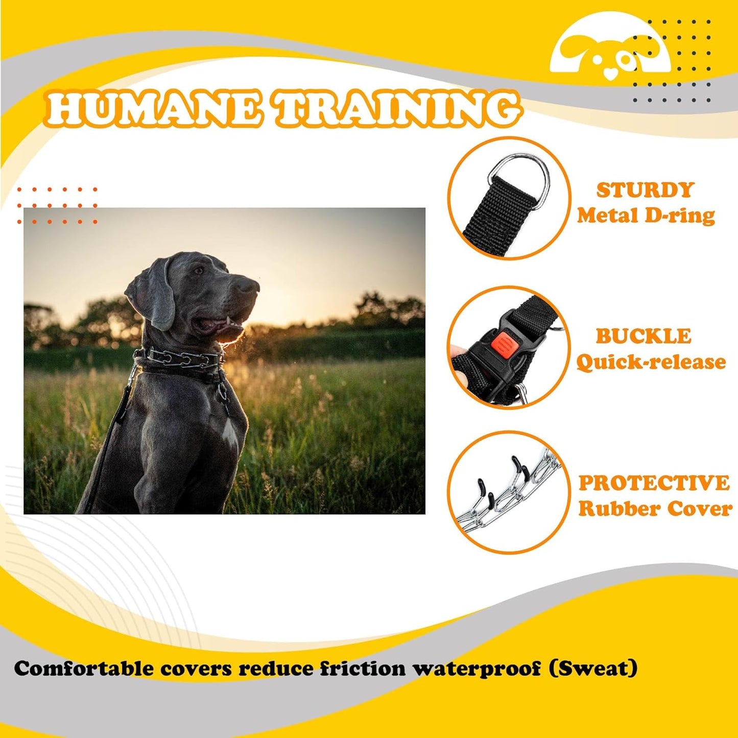 Adjustable Prong Collar for Dogs, No Pull Dog Training Collar with Quick Release Buckle, Prong Collar for Large Dogs with Nylon Cover, Suitable for Small, Medium, Large Dogs