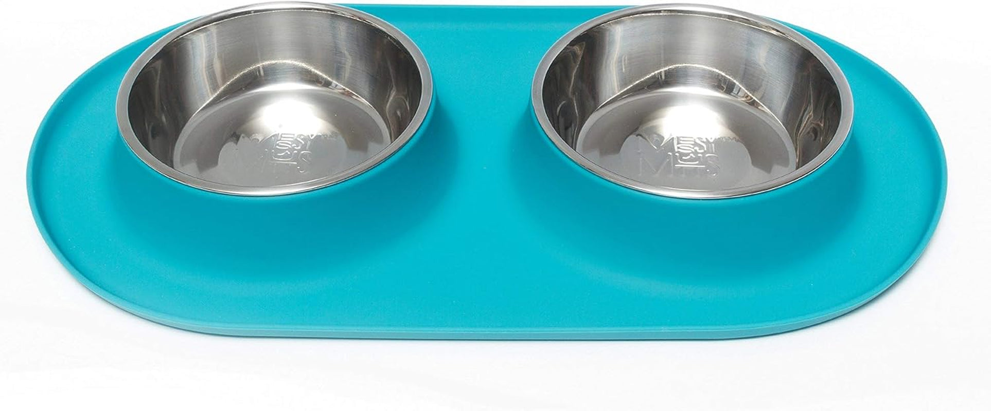 Double Silicone Feeder with Stainless Bowls | Non-Skid Food Dishes for Dogs for All Pets | Dog Food Bowls | Large, 3 Cups per Bowl | Blue