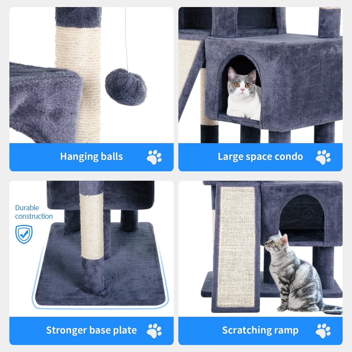 36 Inches Cat Tree for Indoor,Dark Gray.