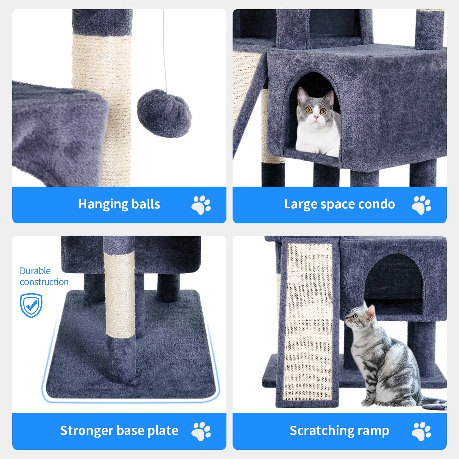 36 Inches Cat Tree for Indoor,Dark Gray.