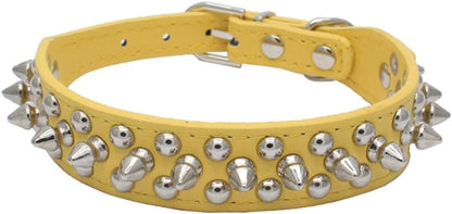 Mushrooms Spiked Rivet Studded Adjustable Pu Leather Pet Collars for Cats Puppy Dogs
