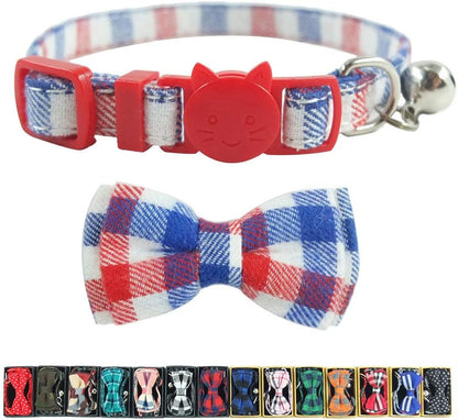 Cat Collar Bowtie with Bell, Quick Release Buckle Safety and Durable Kitties Kittens Cats Breakaway Collar(6.8-10.8In) (Camouflage 2)