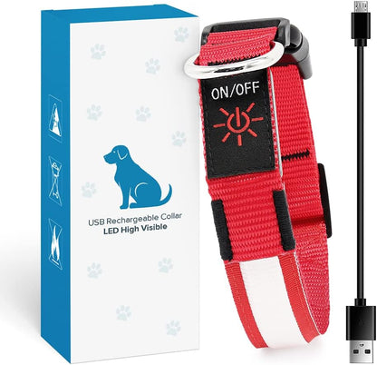 Light up Dog Collars - Rechargeable LED Dog Collar, Adjustable Dog Glow Collar, Reflective Pet Collar, Flashing Dog Lights for Night Walking (Neon Green, Large)