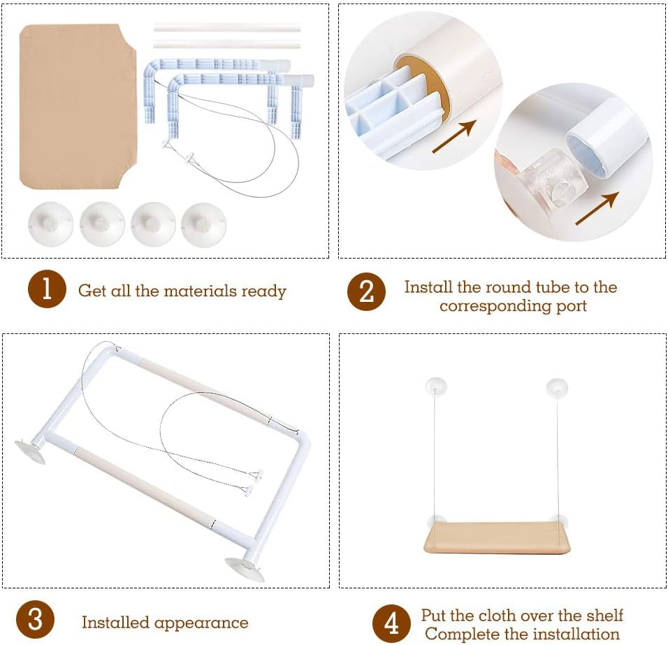 Cat Window Perch, Hammock Seat Bed - Space Saving Design, 360 Sunbath, Holds up to 50Lbs for Any Size