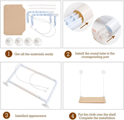 Cat Window Perch, Hammock Seat Bed - Space Saving Design, 360 Sunbath, Holds up to 50Lbs for Any Size