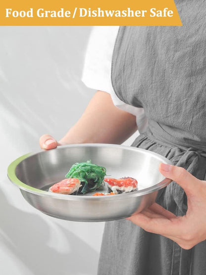 Stainless Steel Cat Bowls, Whisker Fatigue Relief Cat Food Dish, Metal Shallow Wide Large Replacement Plate for Dog and Pet, Ideal for Raised Elevated Pet Feeding Station Stand