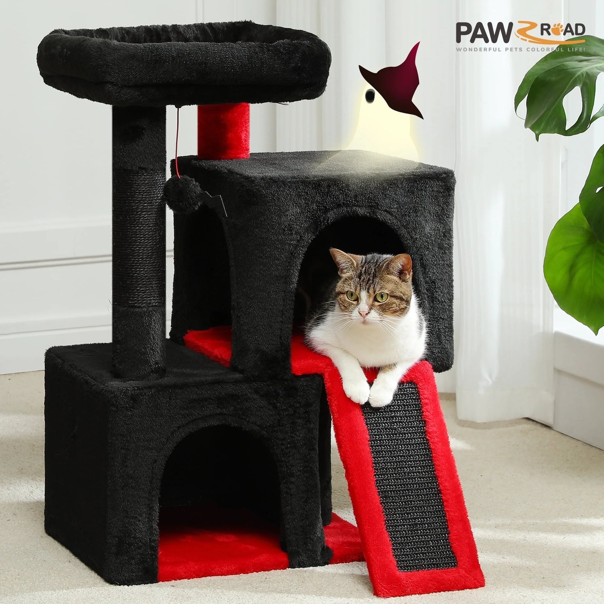 30" Cat Tree Condo with Sisal Scratcing Post Tower Ramp for Indoor Catss, Gray