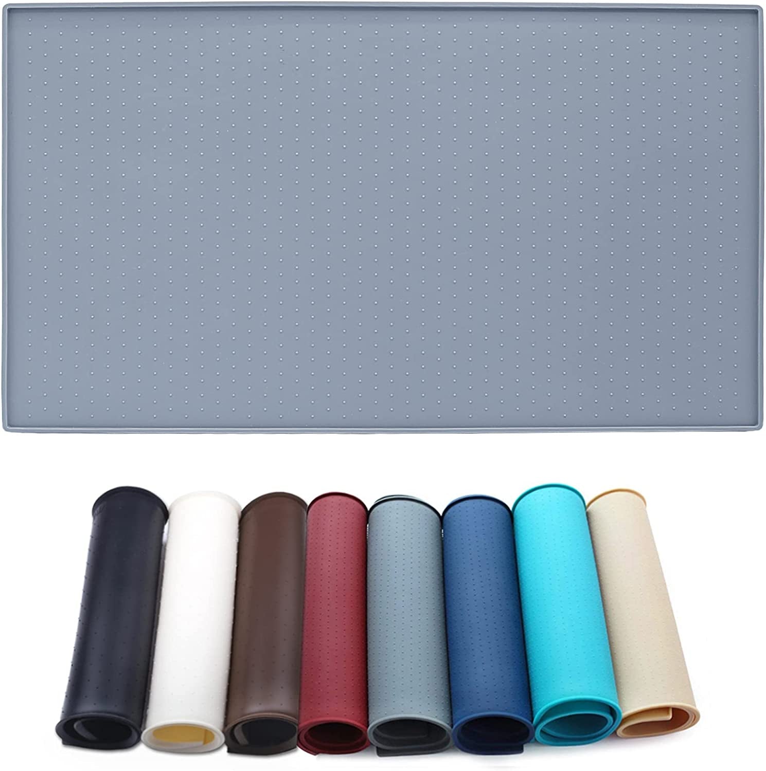 Cat Feeding Mat, Silicone Pet Food Mat, Food Grade Waterproof Anti-Messy Raised-Edges Mat for Puppy Kitty Dog Cat, S(19X12Inch), Burgundy