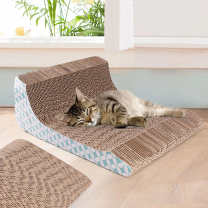 2-In-1 Cat Scratcher Cardboard, Corrugate Cat Scratch Pad with Ball Toy, Catnip, Removable
