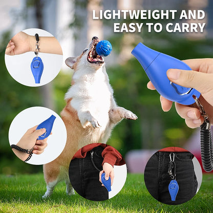 Dog Clickers for Training and Whistle 2 in 1 with Wrist Strap - Dog Training Clickers Puppy Training Clicker for Cats Birds Horses 2Pcs