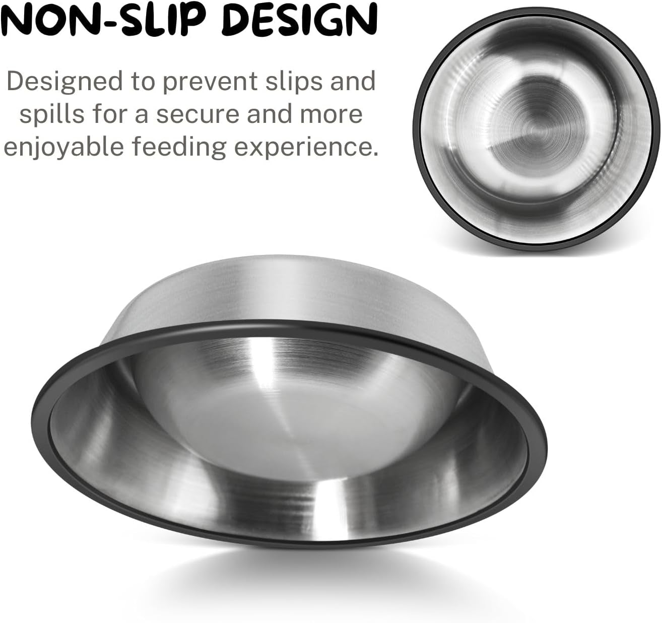 Stainless Steel Dog Bowl No Mess Non Spill Dog Water Bowl Rubber Base Dog Bowls for Medium Sized Dog, Food and Water Dish, Pet Food Holder, 22 Cm