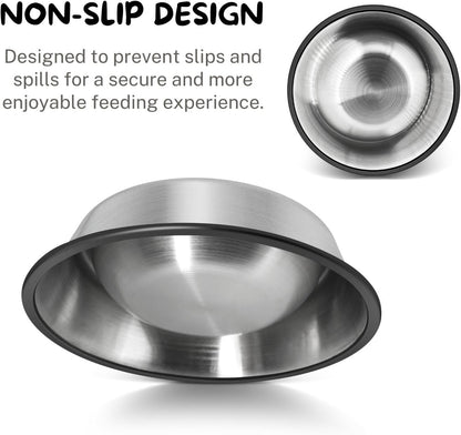 Stainless Steel Dog Bowl No Mess Non Spill Dog Water Bowl Rubber Base Dog Bowls for Medium Sized Dog, Food and Water Dish, Pet Food Holder, 22 Cm