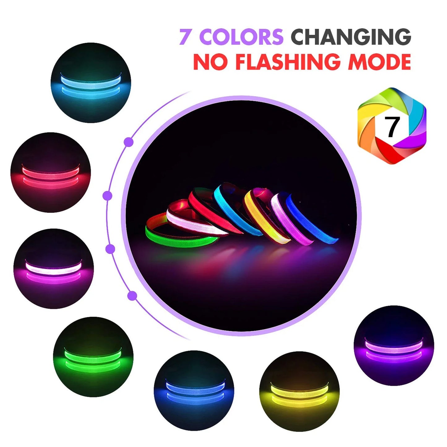 Light up LED Dog Collar, Waterproof Rechargeable for Night Walking RGB Colorful Adjustable Safety Dog Collar for Small Dogs (Purple)