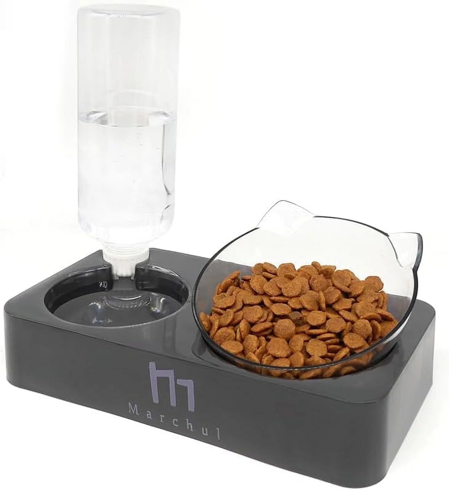 Tilted Cat Food Bowl with Feeding Mat for Food and Water, Food Feeding Dishes for Raised Cats and Puppies