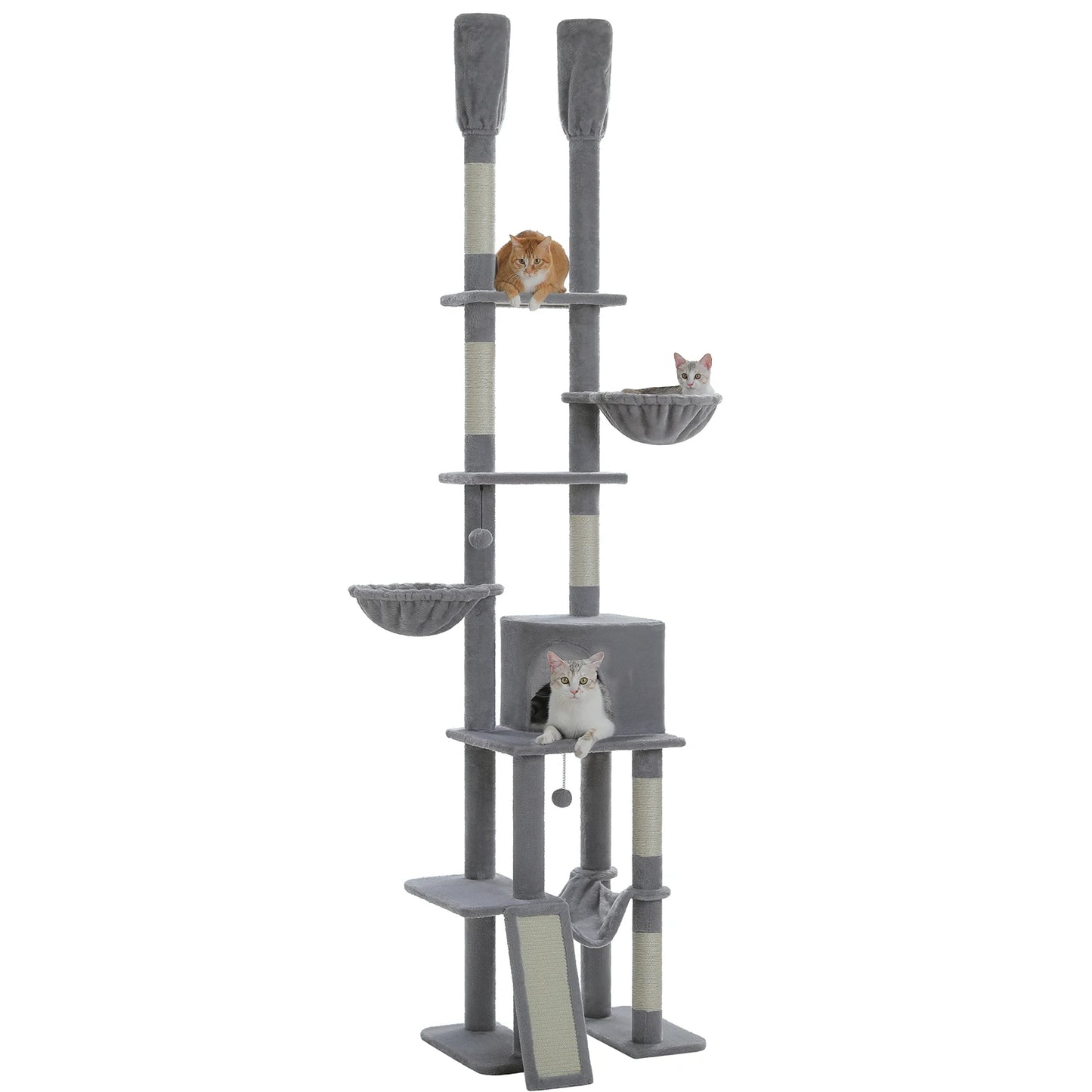 Cactus Cat Tree Floor to Ceiling Cat Tower 7 Tiers Cat Climbing Tree with Cozy Hammocks and Condos 5 Platforms Scratching Posts