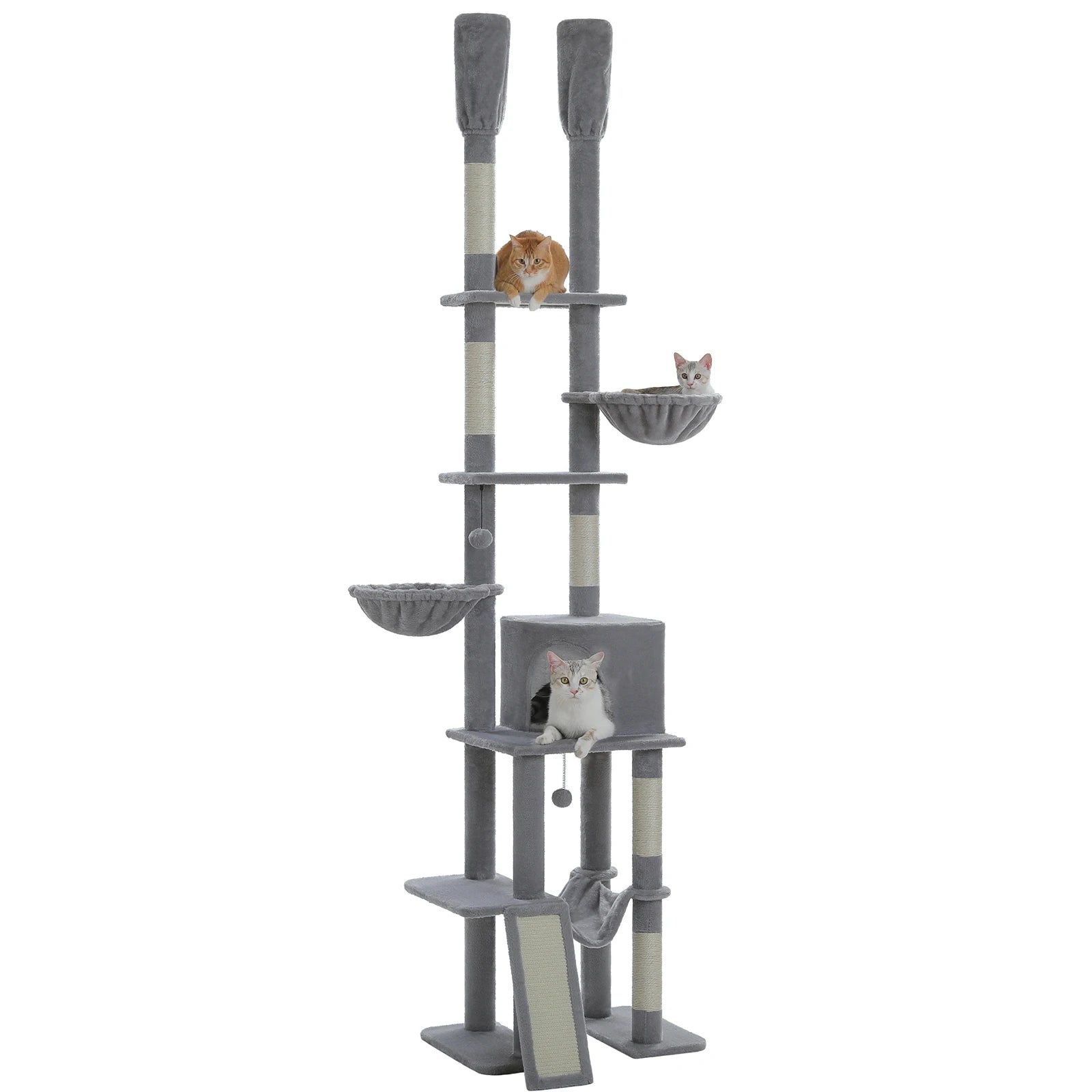 Cactus Cat Tree Floor to Ceiling Cat Tower 7 Tiers Cat Climbing Tree with Cozy Hammocks and Condos 5 Platforms Scratching Posts