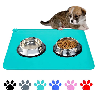 Silicone Waterproof Dog Cat Pet Food Mats Tray -FDA Grade Dog Pet Cat Feeding Mat-Pink
