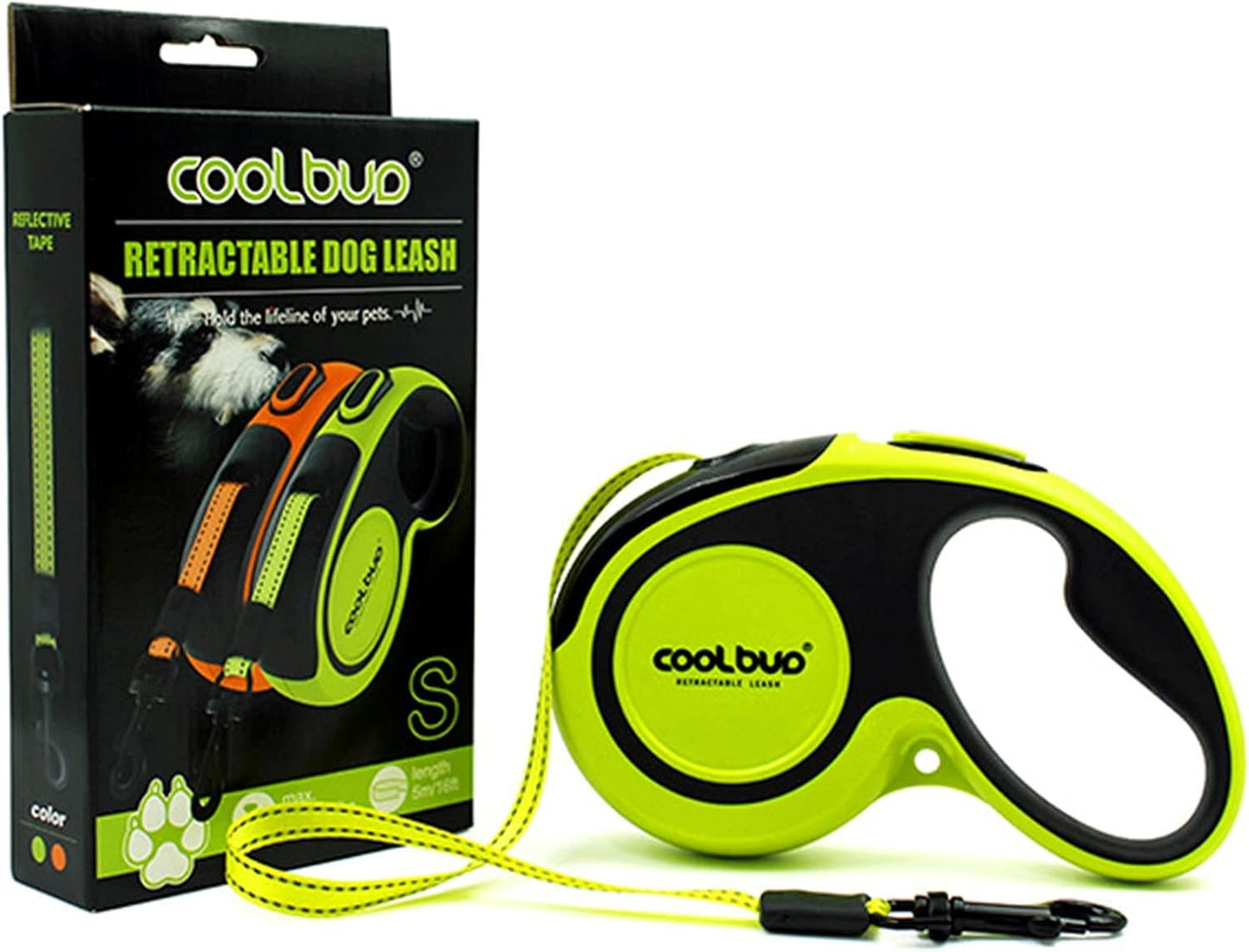 Retractable Dog Leash, 16 Ft Pet Walking Leash for Medium Dogs up to 66 Lbs, One Button Break & Lock, Heavy Duty, Strong Nylon Tape, Tangle-Free (Green, Medium)