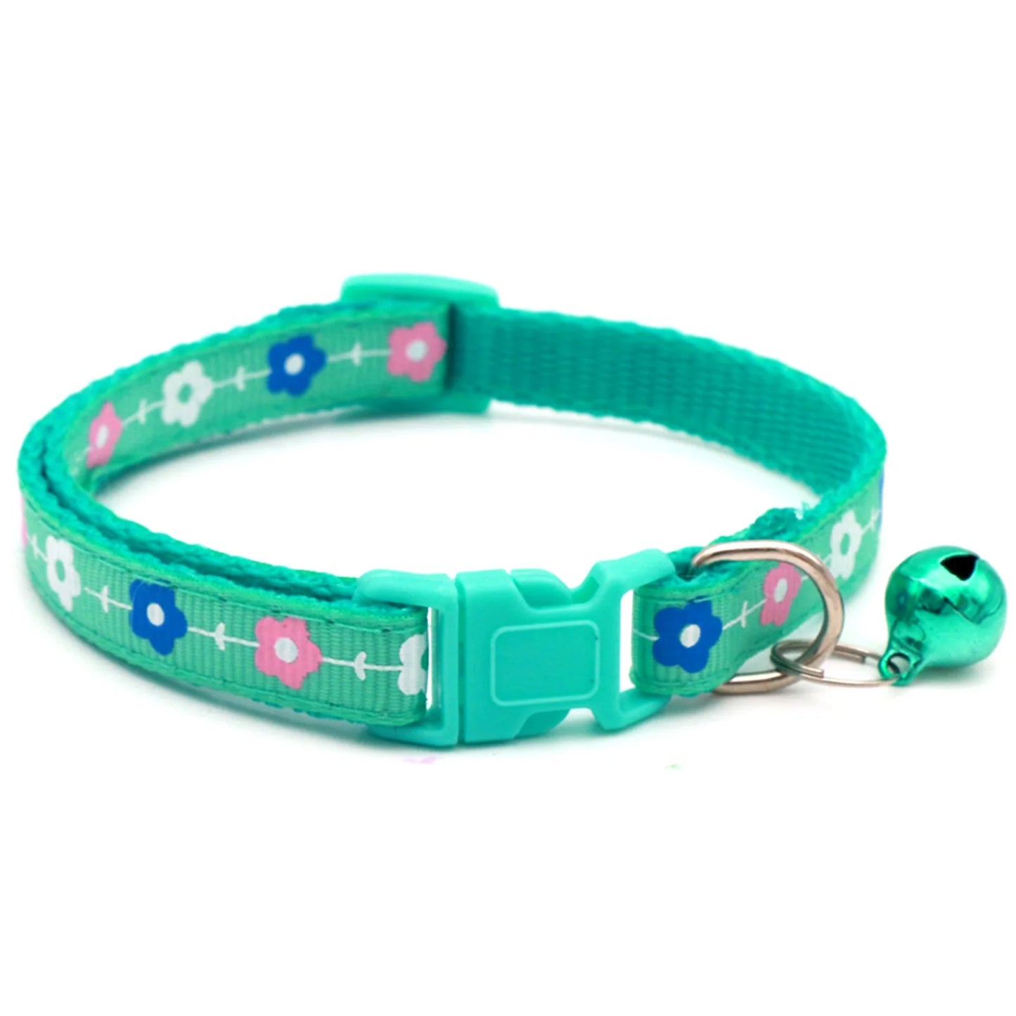 3 Pcs Nylon Cat Collar with Bell Adjustable Kitten Puppy Collars for Newborn Pet,Green