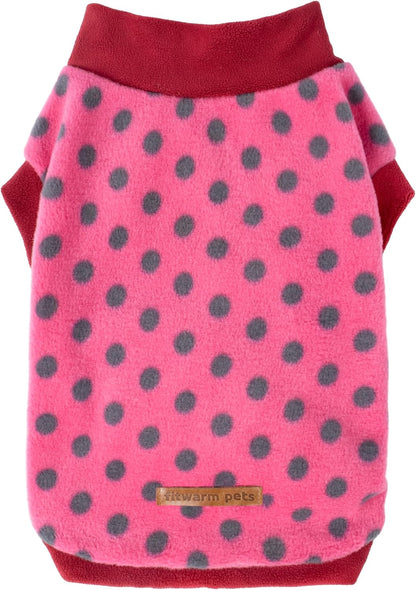 Fleece Polka Dot Dog Sweater, Cozy Dog Winter Clothes for Small Dogs Boy Girl, Dog Cold Weather Fleece Sweater, Doggy Pullover Jacket, Pet Outfit, Light Grey, Dark Grey, White, XXL