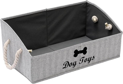 Large Dog Toy Bin Puppy Shallow Toy Baskets Dog Toy Storage Perfect for Living Room Playroom Closet Home Organization - Grey
