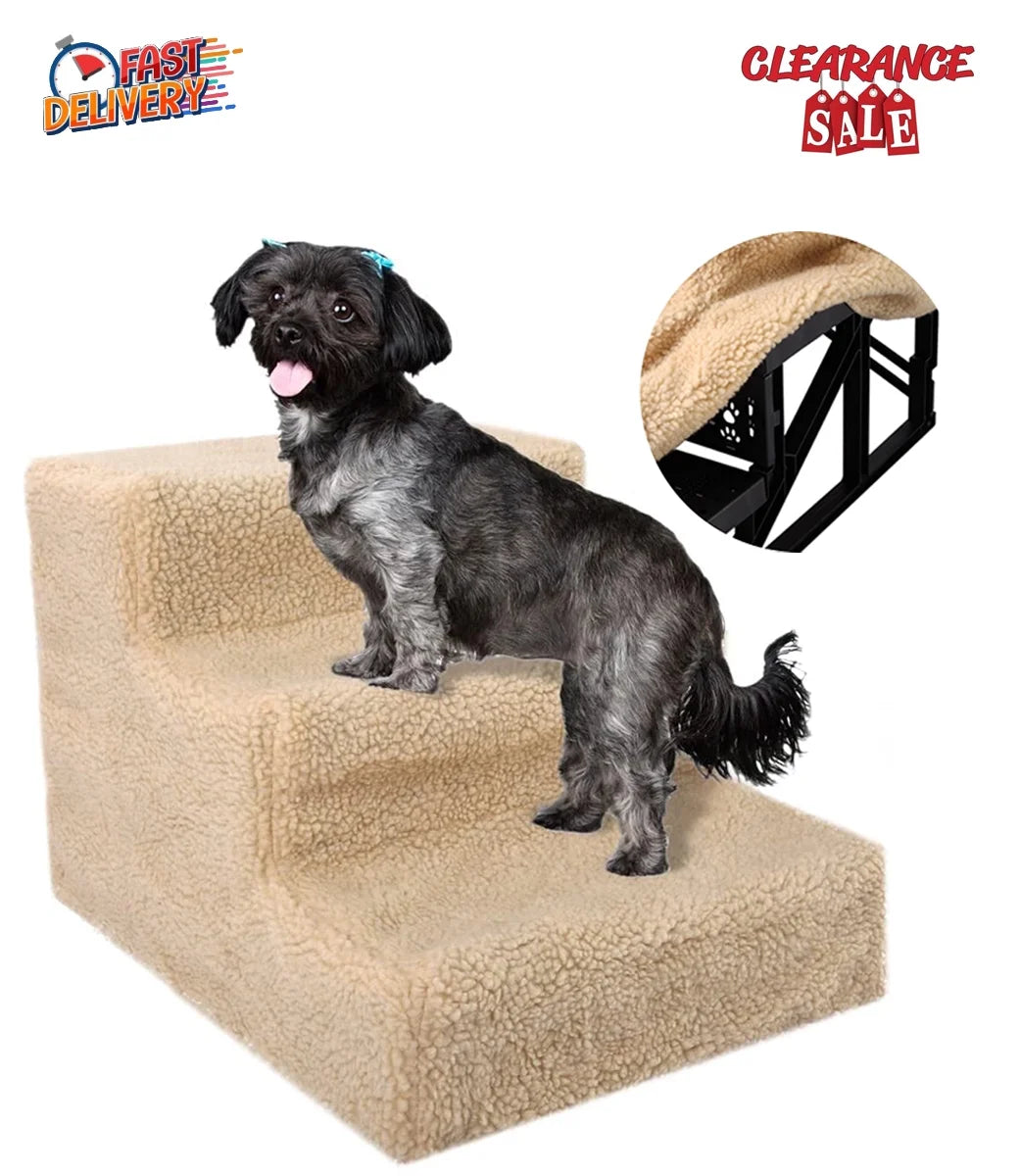 Dog Stairs for Small Dogs - 3 Steps Pet Stairs for High Beds and Couch, Non-Slip Folding Dog Steps Portable Pet Stairs for Dog and Cats,3 Step
